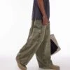 Topman Wide Leg Washed Cargos In Khaki For Men 2 Topman Wide Leg Washed Cargos In Khaki For Men -Daily Wardrobe Shop 205975218 1 khaki