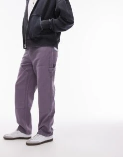 Topman Straight Carpenter Trousers In Purple For Men -Daily Wardrobe Shop 205975234 1 purple 1