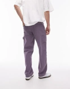 Topman Straight Carpenter Trousers In Purple For Men -Daily Wardrobe Shop 205975234 5