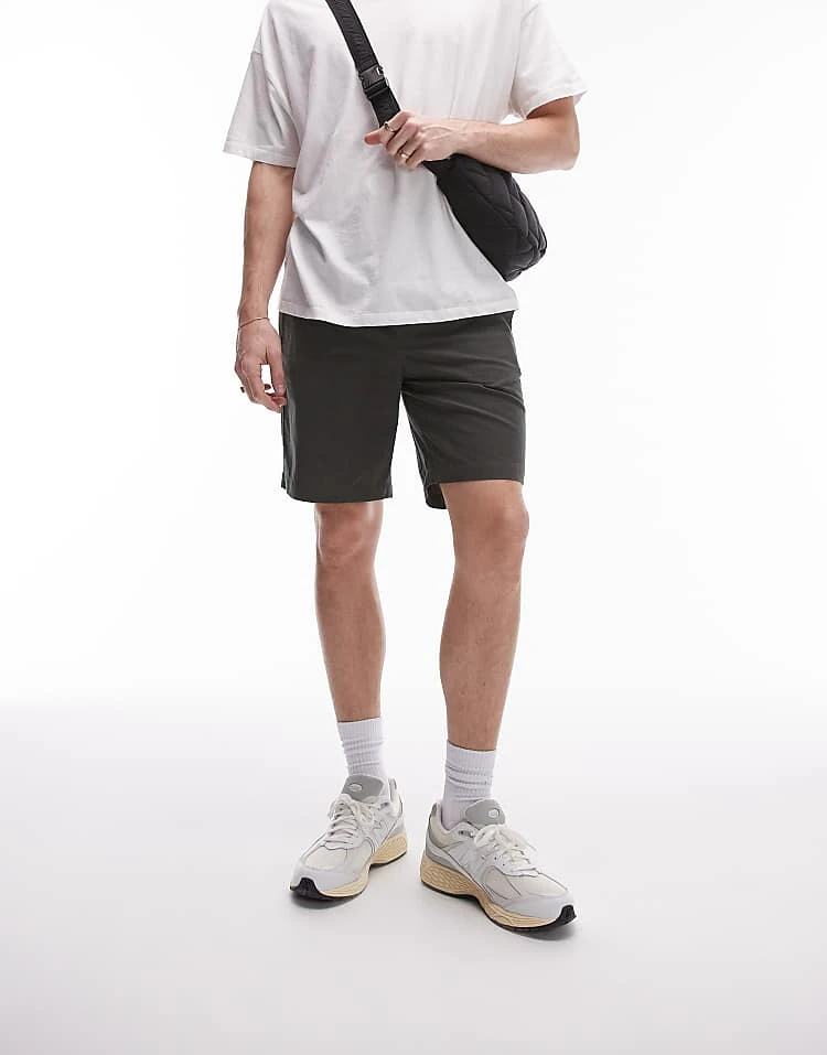 Topman Elasticated Waistband Shorts In Khaki For Men 3 Topman Elasticated Waistband Shorts In Khaki For Men