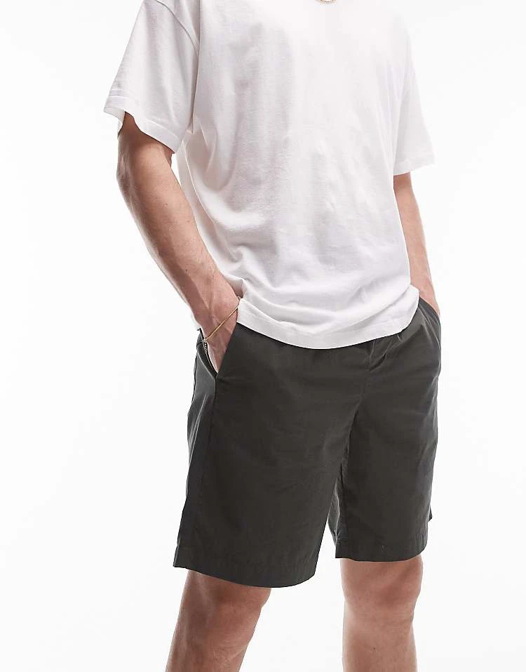 Topman Elasticated Waistband Shorts In Khaki For Men 5 Topman Elasticated Waistband Shorts In Khaki For Men - Image 3