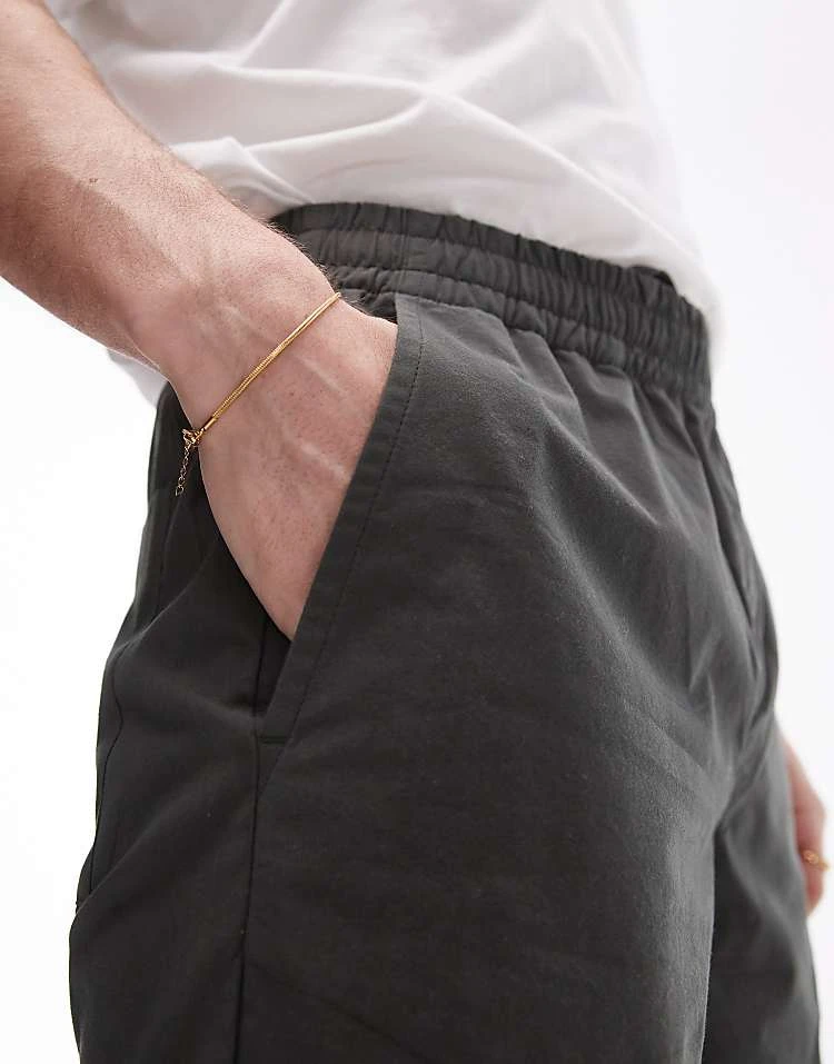 Topman Elasticated Waistband Shorts In Khaki For Men 7 Topman Elasticated Waistband Shorts In Khaki For Men - Image 5