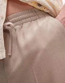 Topman Wide Leg Textured Trouser In Stone For Men -Daily Wardrobe Shop 205979468 3