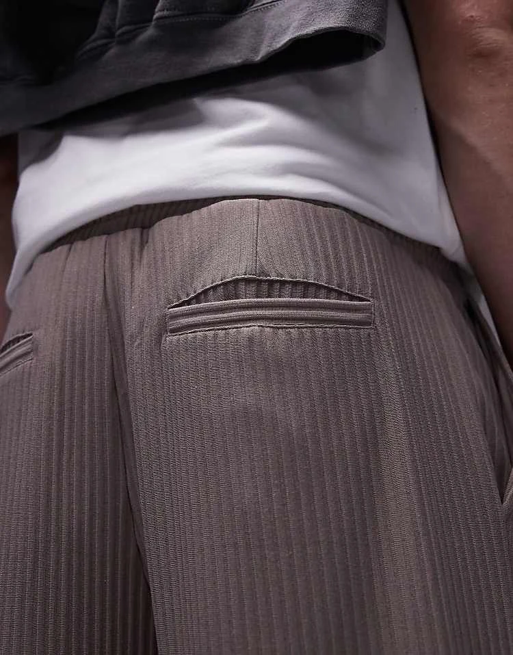 Topman Taper Plisse Trouser In Stone For Men 6 Topman Taper Plisse Trouser In Stone For Men - Image 4