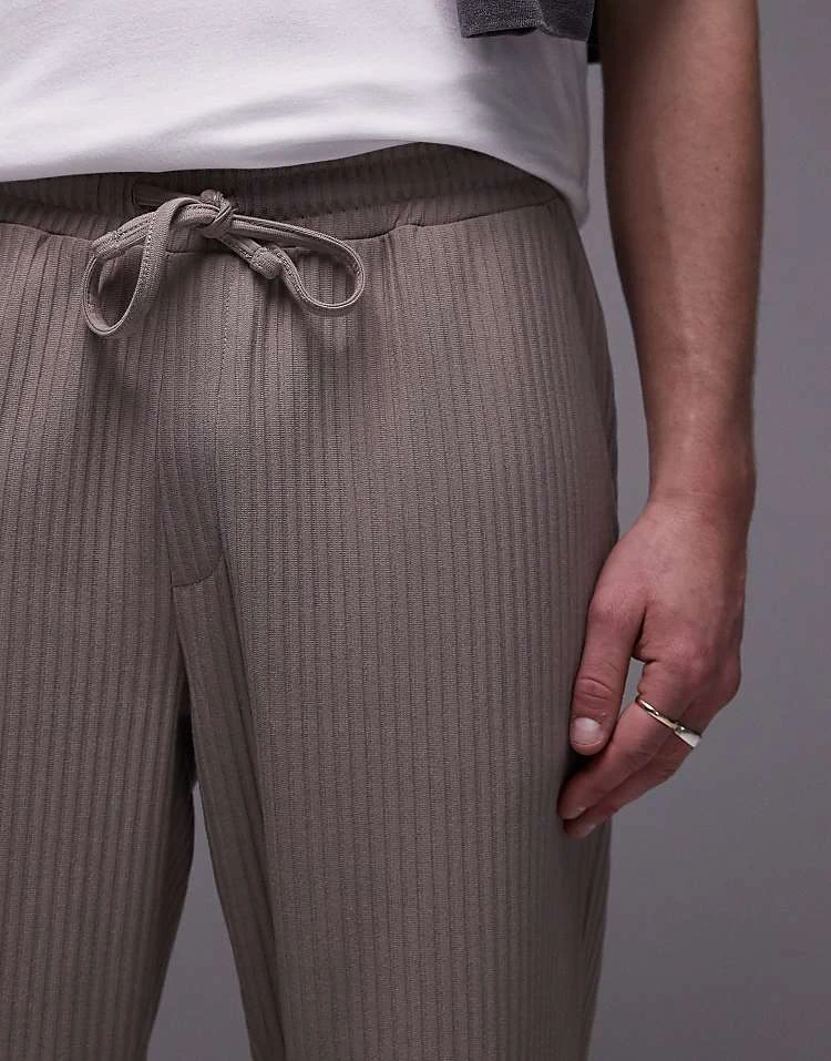 Topman Taper Plisse Trouser In Stone For Men 7 Topman Taper Plisse Trouser In Stone For Men - Image 5