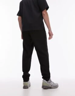 Topman Taper Plisse Trouser In Black For Men -Daily Wardrobe Shop 205985287 4