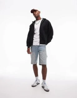 Topman Premium Heavyweight Oversized Full Zip Hoodie In Black For Men -Daily Wardrobe Shop 206011208 1 black 1