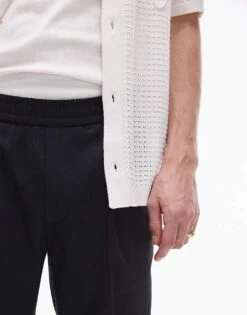 Topman Elasticated Waist Taper Trouser In Navy For Men -Daily Wardrobe Shop 206012847 3