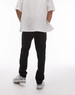 Topman Smart Textured Taper Leg Trouser In Black For Men -Daily Wardrobe Shop 206012886 5