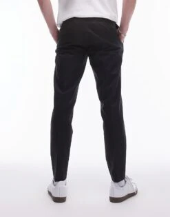 Topman Smart Compact Cotton Taper Trouser In Black For Men -Daily Wardrobe Shop 206016811 3