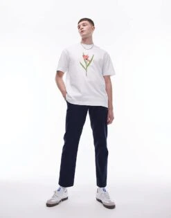 Topman Smart Compact Cotton Straight Leg Trouser In Navy For Men -Daily Wardrobe Shop 206016871 2