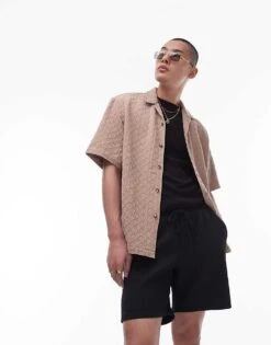 Topman Plisse Shorts In Black For Men -Daily Wardrobe Shop 206022957 4