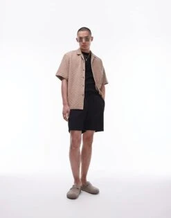 Topman Plisse Shorts In Black For Men -Daily Wardrobe Shop 206022957 5