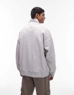 Topman Premium Heavyweight 2 Pack Full Zip Funnel Sweatshirt In Grey Marl And Black For Men Multi -Daily Wardrobe Shop 206045474 4