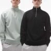 Topman Premium 2 Pack 1/4 Zip Sweat In Black And Sage For Men Multi -Daily Wardrobe Shop 206045475 1 multi