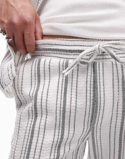 Topman Co-ord Stripe Shorts In Ecru For Men -Daily Wardrobe Shop 206057946 5