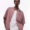 Topman Short Sleeve Relaxed Washed Shirt In Pink For Men Washed Pink -Daily Wardrobe Shop 206064045 1 washedpink