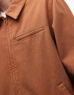 Topman Washed Canvas Jacket In Brown For Men -Daily Wardrobe Shop 206066874 3