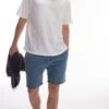 Topman Classic Fit Jersey Short With Raw Hem In Blue For Men -Daily Wardrobe Shop 206090902 1 blue