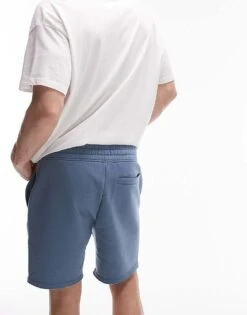 Topman Classic Fit Jersey Short With Raw Hem In Blue For Men -Daily Wardrobe Shop 206090902 4