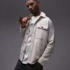 Topman Oversized Fit Linen Blend Button Through Shacket In Ecru For Men -Daily Wardrobe Shop 206096904 1 ecru