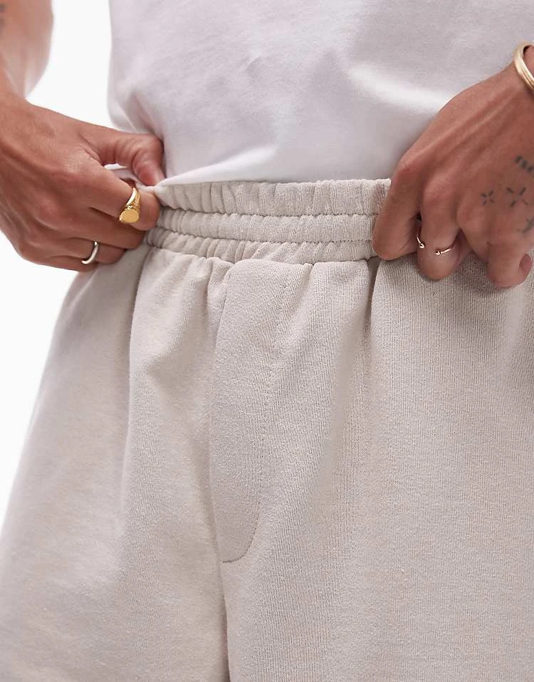 Topman Oversized Fit Linen Blend Jersey Short In Ecru For Men 4 Topman Oversized Fit Linen Blend Jersey Short In Ecru For Men - Image 2