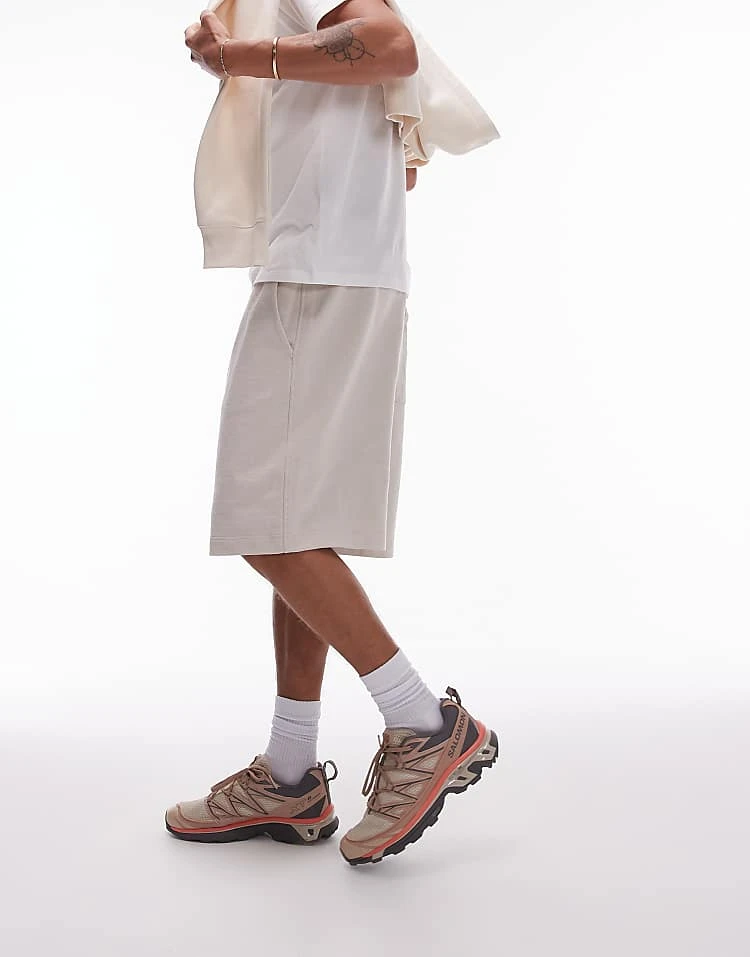 Topman Oversized Fit Linen Blend Jersey Short In Ecru For Men 5 Topman Oversized Fit Linen Blend Jersey Short In Ecru For Men - Image 3