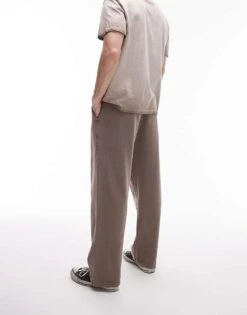 Topman Straight Leg Jogger In Washed Brown For Men -Daily Wardrobe Shop 206110154 3