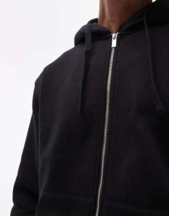 Topman Full Zip Hoodie In Black For Men -Daily Wardrobe Shop 206110766 4