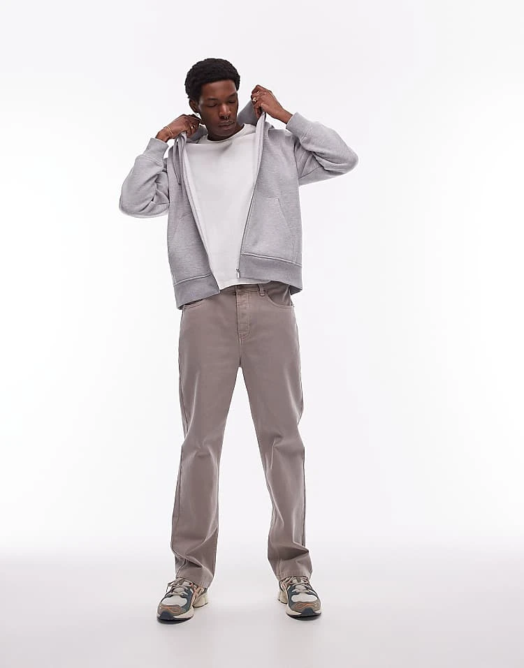 Topman Full Zip Hoodie In Grey Marl For Men 3 Topman Full Zip Hoodie In Grey Marl For Men