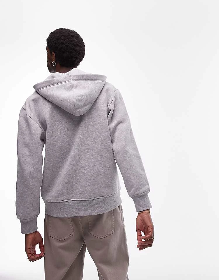 Topman Full Zip Hoodie In Grey Marl For Men 6 Topman Full Zip Hoodie In Grey Marl For Men - Image 4