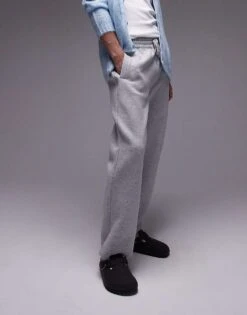 Topman Straight Leg Jogger In Grey Marl For Men -Daily Wardrobe Shop 206111846 5