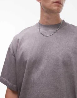 Topman Oversized Drop Shoulder Acid Wash T-shirt In Grey For Men Light Grey -Daily Wardrobe Shop 206148139 3