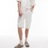 Topman Longline Carpenter Denim Short In Ecru For Men -Daily Wardrobe Shop 206163324 1 ecru