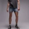 Topman Micro Denim Short With Raw Hem In Light Blue Wash For Men Light Wash -Daily Wardrobe Shop 206163379 1 lightwash