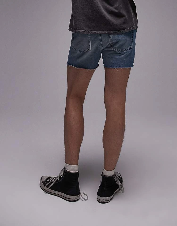Topman Micro Denim Short With Raw Hem In Light Blue Wash For Men Light Wash 5 Topman Micro Denim Short With Raw Hem In Light Blue Wash For Men Light Wash - Image 3