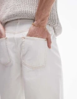 Topman Wide Leg Denim Short In Ecru For Men 10 Topman Wide Leg Denim Short In Ecru For Men -Daily Wardrobe Shop 206163398 3