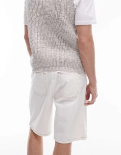 Topman Wide Leg Denim Short In Ecru For Men 12 Topman Wide Leg Denim Short In Ecru For Men -Daily Wardrobe Shop 206163398 5