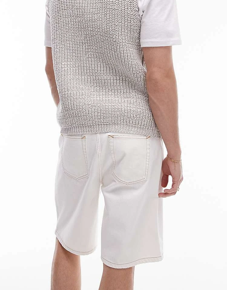 Topman Wide Leg Denim Short In Ecru For Men 7 Topman Wide Leg Denim Short In Ecru For Men - Image 5
