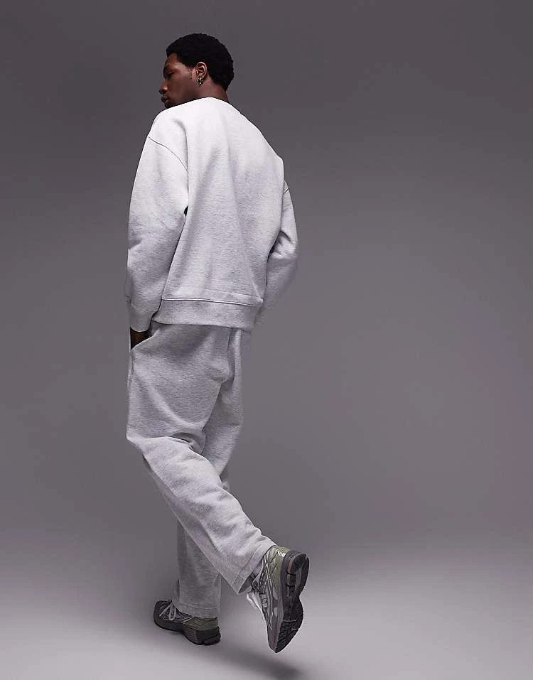 Topman Oversized Sweatshirt And Straight Leg Jogger Set In Frost Grey Marl For Men 4 Topman Oversized Sweatshirt And Straight Leg Jogger Set In Frost Grey Marl For Men - Image 2
