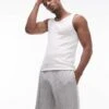 Topman Lounge Waffle Short In Light Grey For Men -Daily Wardrobe Shop 206197958 1 lightgrey