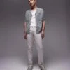 Topman Taper Jeans In Light Grey For Men