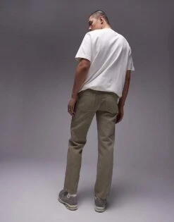 Topman Straight Jeans In Khaki For Men 11 Topman Straight Jeans In Khaki For Men -Daily Wardrobe Shop 206208384 4