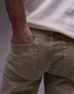 Topman Straight Jeans In Khaki For Men 12 Topman Straight Jeans In Khaki For Men -Daily Wardrobe Shop 206208384 5