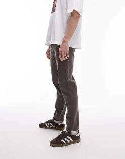 Topman Taper Jeans In Dark Olive For Men -Daily Wardrobe Shop 206208408 3