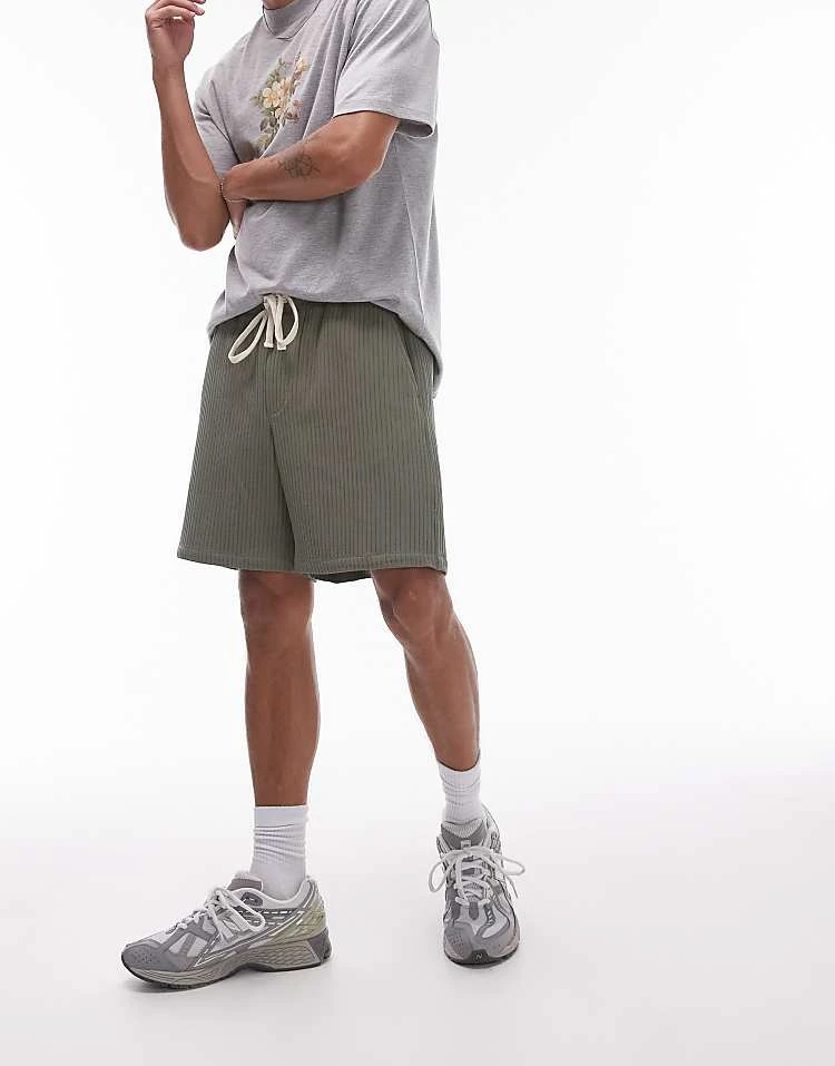 Topman Plisse Shorts In Khaki For Men 8 Topman Plisse Shorts In Khaki For Men - Image 6