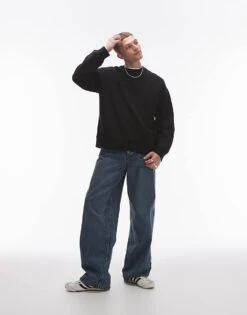 Topman Oversized Fit Sweatshirt In Black For Men -Daily Wardrobe Shop 206229523 1 black 1