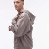 Topman Oversized Fit Full Zip Hoodie In Stone For Men Mink -Daily Wardrobe Shop 206241096 1 mink
