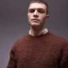 Topman Relaxed Fit Boucle Jumper In Brown For Men -Daily Wardrobe Shop 206252335 1 brown