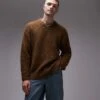 Topman Relaxed Fit Jumper In Brown For Men 1 Topman Relaxed Fit Jumper In Brown For Men -Daily Wardrobe Shop 206252352 1 brown